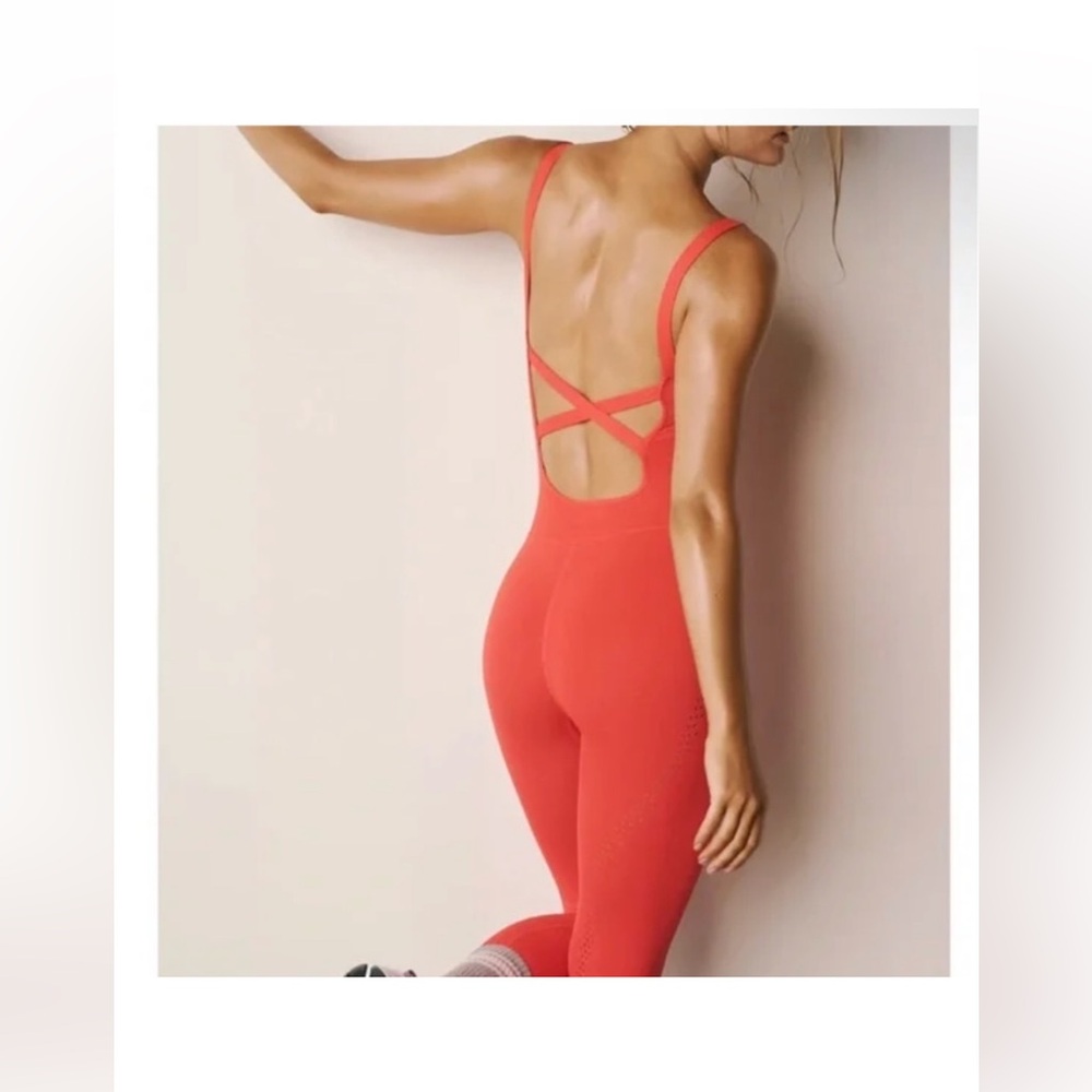 Free People Movement Good Karma Onesie In Cherry Tomato SIZE M/L
